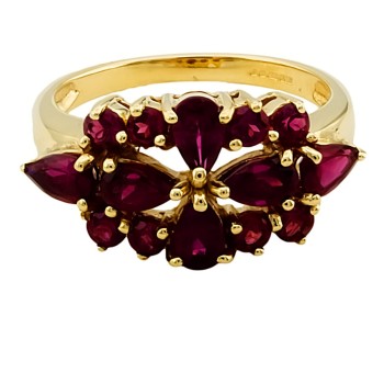9ct Gold Pink Tourmaline Cluster Ring size N